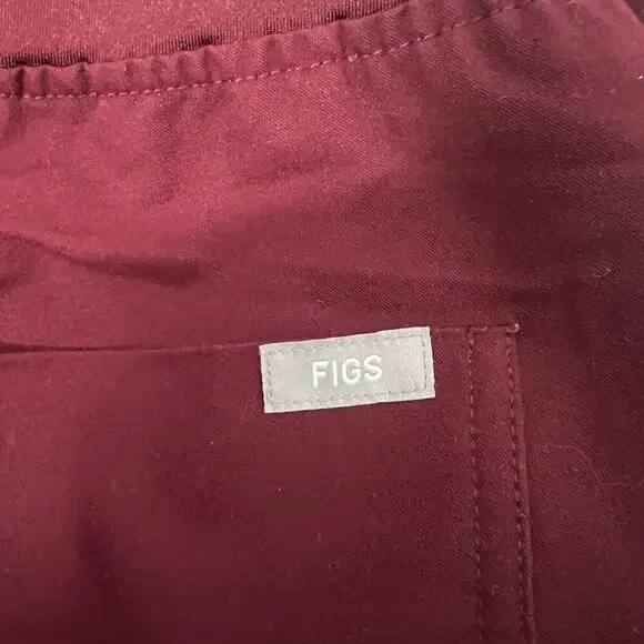 Figs Women's Drawstring Waist Zamora Jogger Scrub Pant Size Large Burgundy - Picture 7 of 14